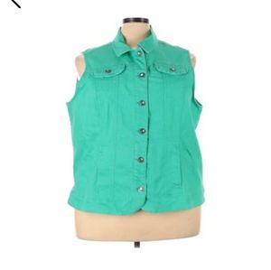 CJ Banks Womens Green Denim Vest Plus Size 3XL

sh